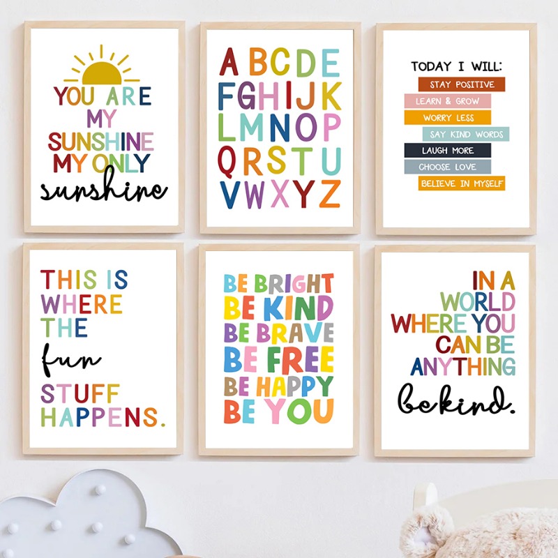 Kids Education Yes - Affiche éducative anglaise, alphabet, chiffres, couleurs,