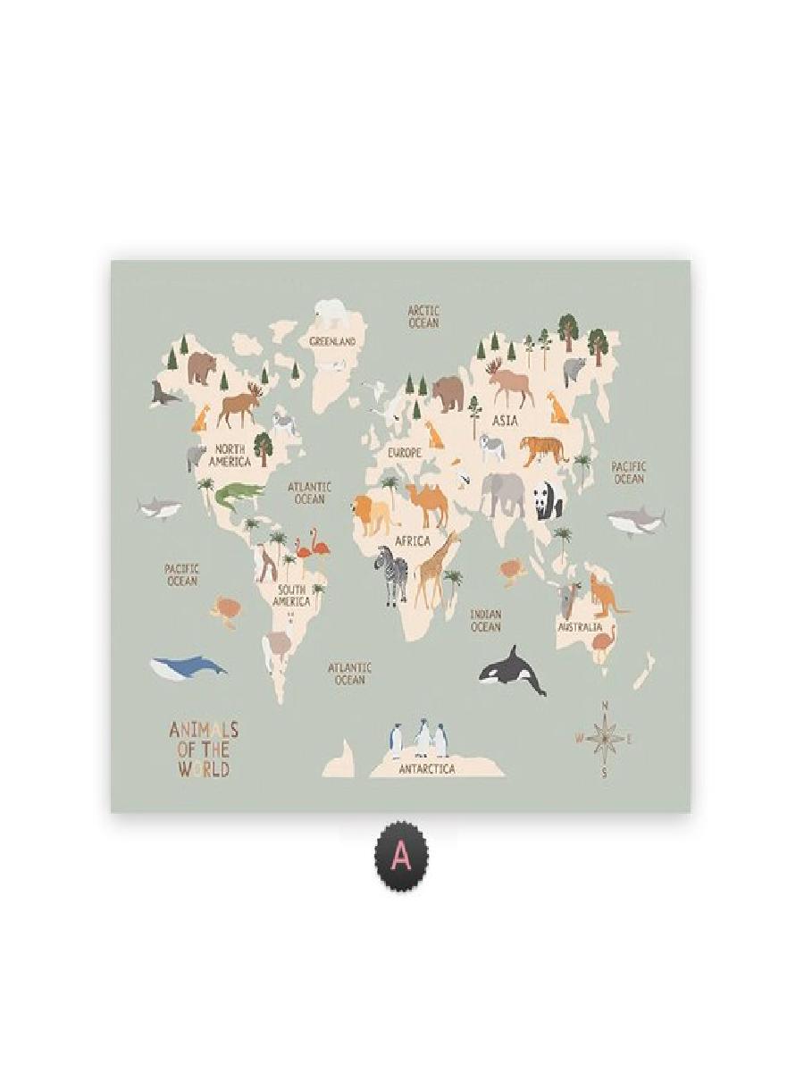 Toile de carte du monde animal - Kids Education World avis et prix