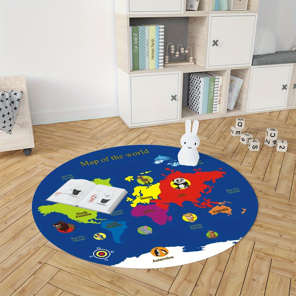 Tapis rond carte du monde en f - Kids Education World avis et prix