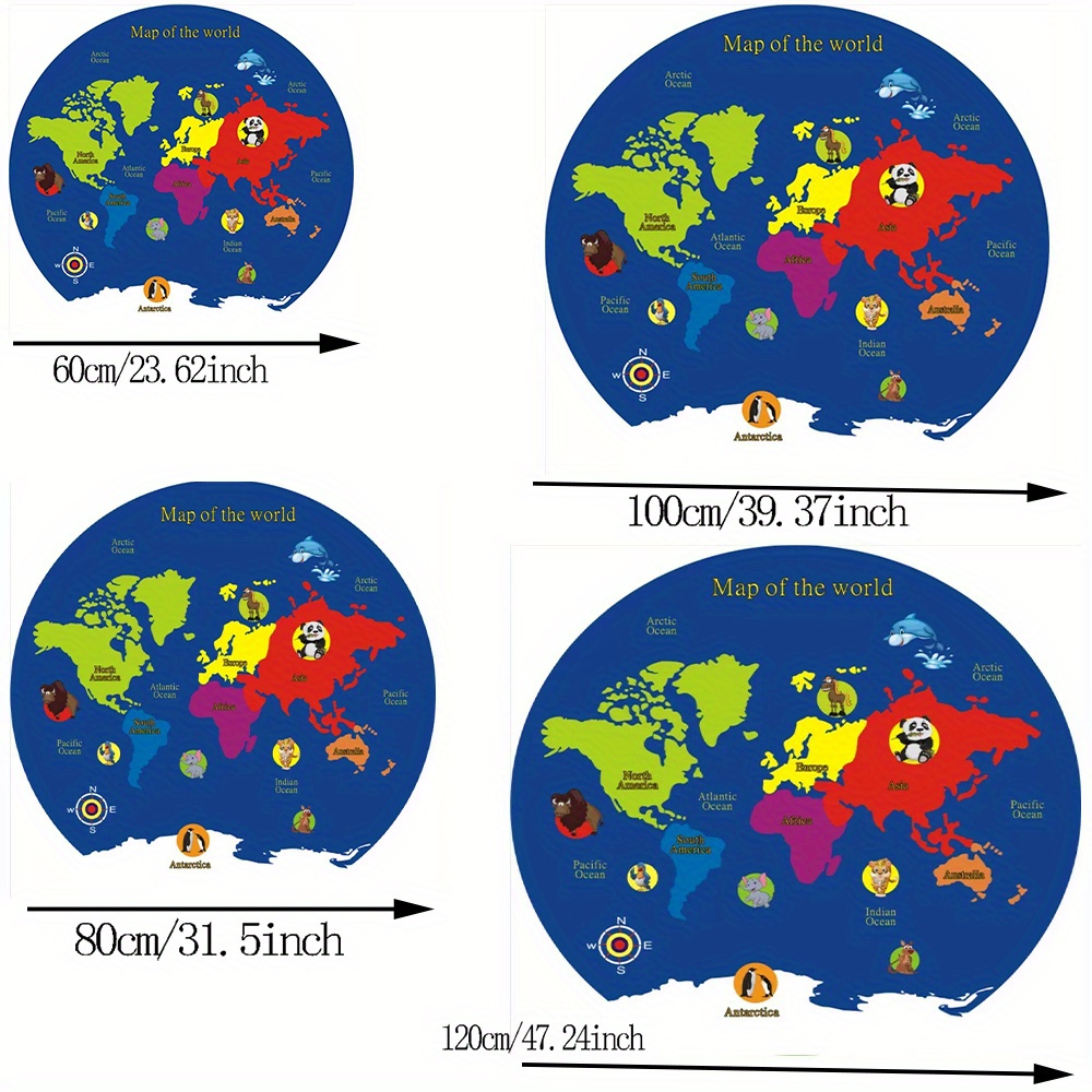 Tapis rond carte du monde en f - Kids Education World avis et prix