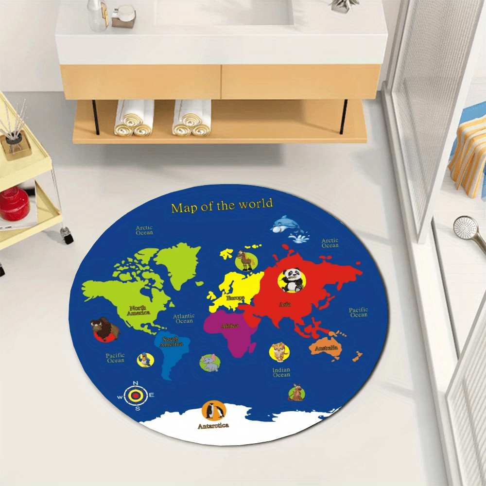 Tapis rond carte du monde en f - Kids Education World avis et prix